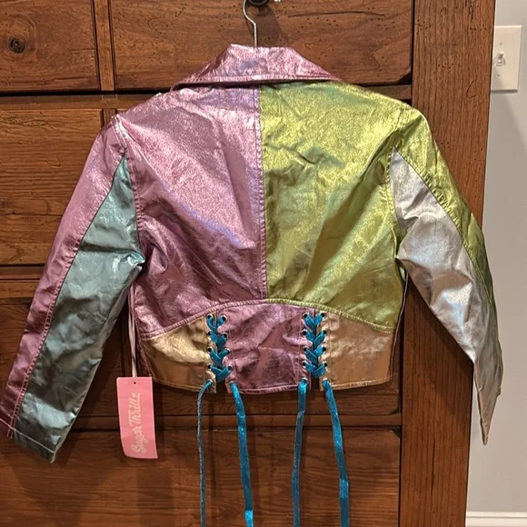 Dolls Kill Sugar Thrillz metallic moto jacket size small NWT - Picture 7 of 8